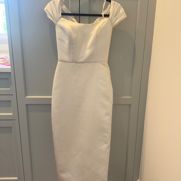 Amsale Mikado Satin & Taffeta Off-The Shoulder Bridal Dress - Picture 1 of 6